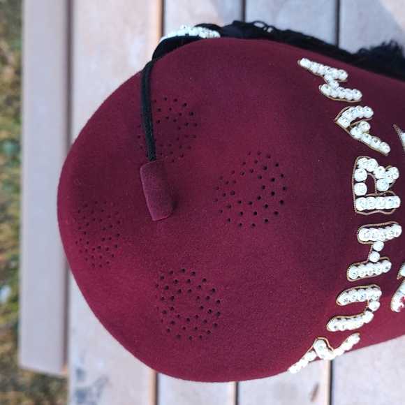 Vtg Zuhrah Shriner Jewelled Ceremonial Hat Genuine Leather Fez Size 7 1/8 - Picture 8 of 11